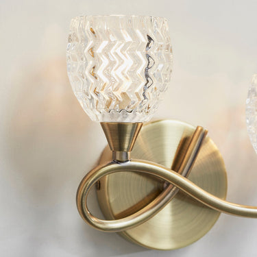 Twin Wall Light With Curved Metal Arms And Cut Glass Shades - Image 7