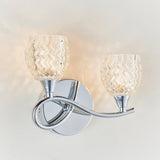 Twin Wall Light With Curved Metal Arms And Cut Glass Shades - Image 6