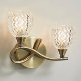 Twin Wall Light With Curved Metal Arms And Cut Glass Shades - Image 3