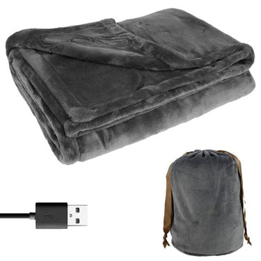 USB Heated Blanket Throw Cordless Portable Fleece Wrap With Travel Bag - Image 2