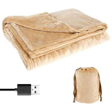 USB Heated Blanket Throw Cordless Portable Fleece Wrap With Travel Bag - Image 4