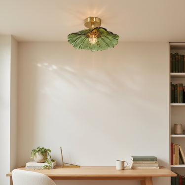 Vintage Glass Flower Light With Adjustable Drop - Image 1