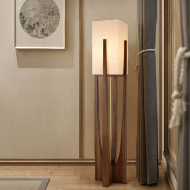 Wabi Sabi Floor Lamp With Handcrafted Fabric Shade - Image 2
