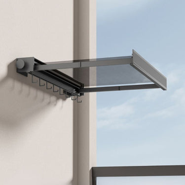 Wall Mounted Clothes Rack Extendable With Shelf And Hooks Smart Space-Saving Design For Efficient Laundry Drying - Image 1