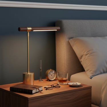Walnut T Bar Desk Lamp With Brass Base - Image 2
