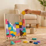 Vertical Wooden Block Puzzle With Pattern Cards For Screen-Free Kids Focus - Image 1