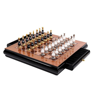 Wooden Board Chess Set With Creative Zinc Alloy Paint Pieces - Image 3