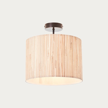 Woven Seagrass Semi Flush Light With Matte Black Hardware - Image 1