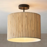 Woven Seagrass Semi Flush Light With Matte Black Hardware - Image 4