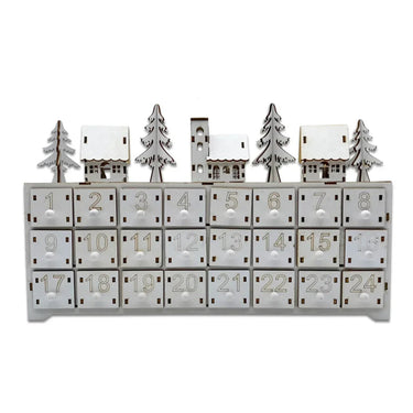 24 Compartments Warm LED Light Ambience Christmas Wooden Advent Calendar - Image 8