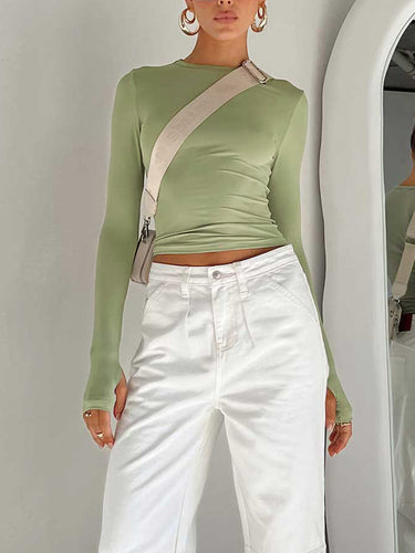 Semi-Sheer Long Sleeve Crop Top 2