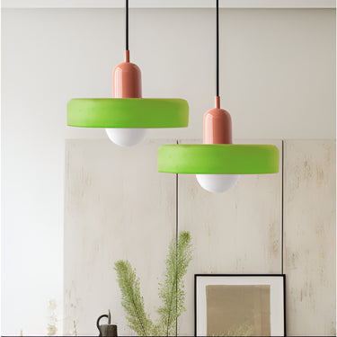 Adjustable Glass Disc Pendant Lamp With Colorful Design - Image 2