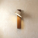 Adjustable Natural Stone Wall Sconce With Wooden Backplate - Image 1