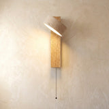 Adjustable Natural Stone Wall Sconce With Wooden Backplate - Image 3
