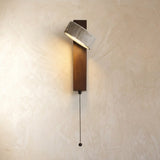 Adjustable Natural Stone Wall Sconce With Wooden Backplate - Image 4