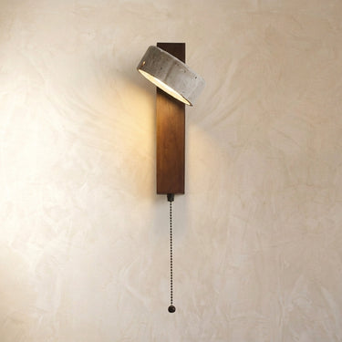 Adjustable Natural Stone Wall Sconce With Wooden Backplate - Image 4