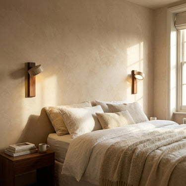 Adjustable Natural Stone Wall Sconce With Wooden Backplate - Image 7