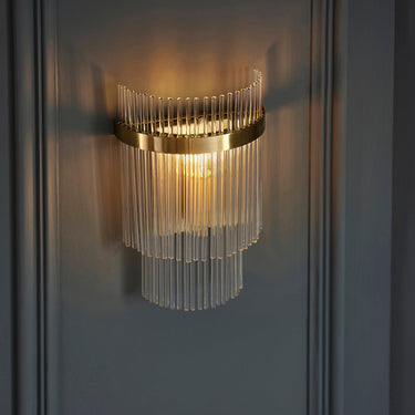 Antique Brass Cylindrical Glass Rod Wall Light - Image 4