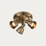 Antique Brass Round Spotlight With Adjustable Ceiling Mount - Image 1
