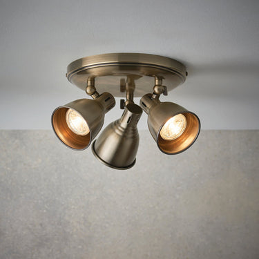 Antique Brass Round Spotlight With Adjustable Ceiling Mount - Image 2