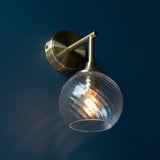 Antique Brass Spiral Glass Wall Light - Image 2