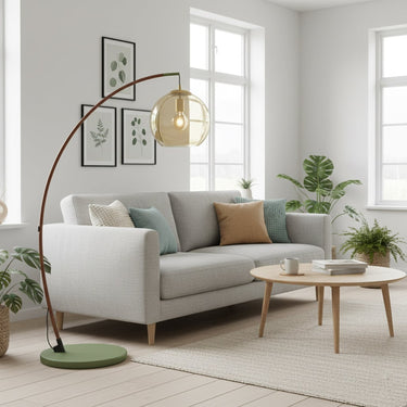 Arc Floor Lamp With Spherical Glass Shade - Image 7