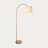 Arched Brass Floor Lamp With Fabric Shade - Image 1