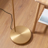 Arched Brass Floor Lamp With Fabric Shade - Image 6