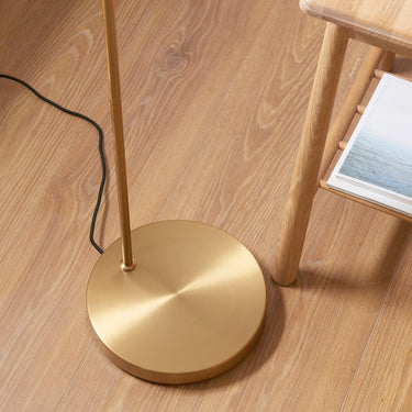 Arched Brass Floor Lamp With Fabric Shade - Image 6