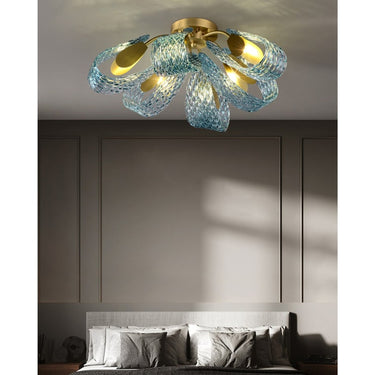 Art Glass Chandelier With Peacock Feather Design - Image 10