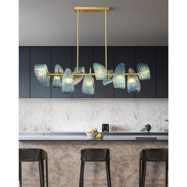 Art Glass Chandelier With Peacock Feather Design - Image 2