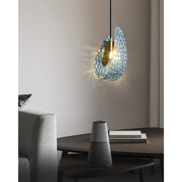 Art Glass Chandelier With Peacock Feather Design - Image 6