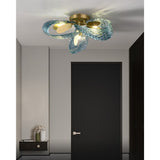 Art Glass Chandelier With Peacock Feather Design - Image 9