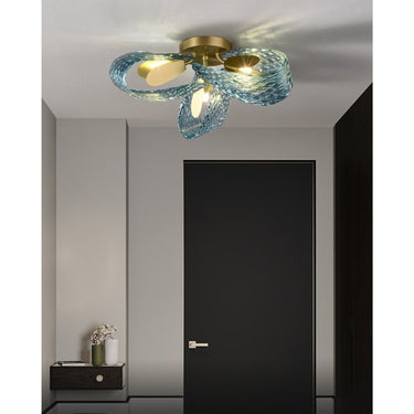 Art Glass Chandelier With Peacock Feather Design - Image 9