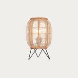 Bamboo Table Lamp With Woven Shade And Black Metal Base - Image 1