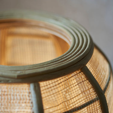 Bamboo Table Lamp With Woven Shade And Black Metal Base - Image 5