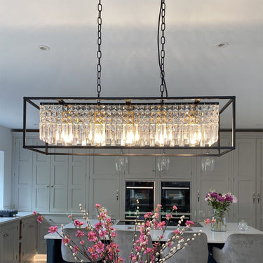 Black Crystal Linear Chandelier With Adjustable Chain - Image 7