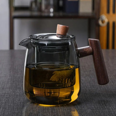 Borosilicate Glass Teapot With Infuser And Wooden Handle For Loose Leaf Tea - Image 3