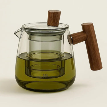 Borosilicate Glass Teapot With Infuser And Wooden Handle For Loose Leaf Tea - Image 8