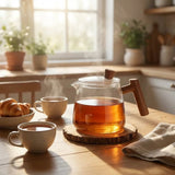 Borosilicate Glass Teapot With Infuser And Wooden Handle For Loose Leaf Tea - Image 4