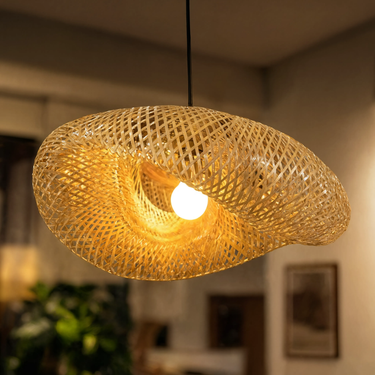 Braided Bamboo Pendant Light With Warm Glow - Image 6