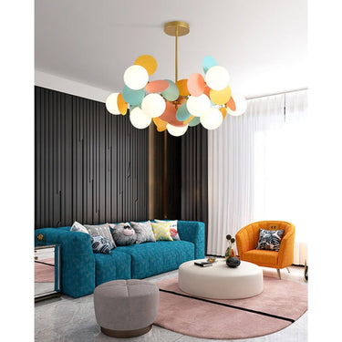 Branching Bubble Chandelier With Milk Glass Shades - Image 2