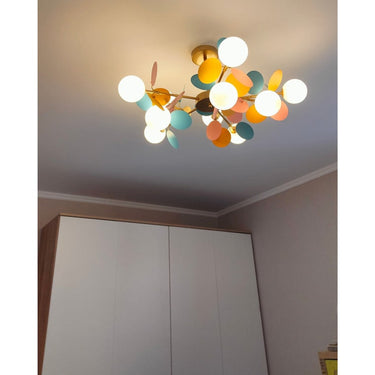 Branching Bubble Chandelier With Milk Glass Shades - Image 6