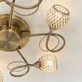 Brass Mesh Semi Flush Light With Clear Glass Beads - Image 4