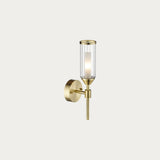 Brass Ribbed Glass Wall Light With Circular Back Plate - Image 1
