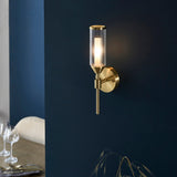 Brass Ribbed Glass Wall Light With Circular Back Plate - Image 2