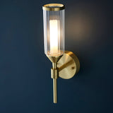 Brass Ribbed Glass Wall Light With Circular Back Plate - Image 3