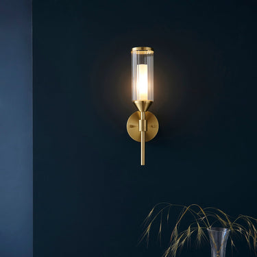 Brass Ribbed Glass Wall Light With Circular Back Plate - Image 4