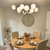 Brass Sputnik Chandelier With Opal Glass Globes - Image 7