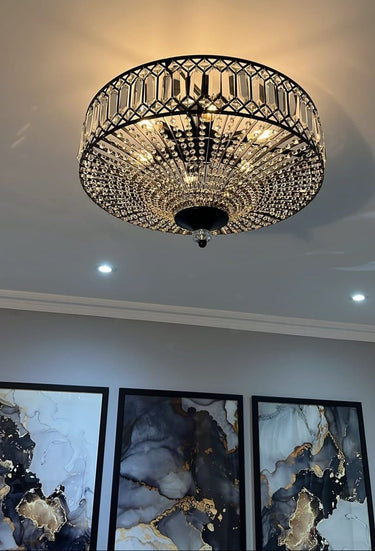 Carved Crystal Drum Semi Flush Mount Ceiling Light - Image 5